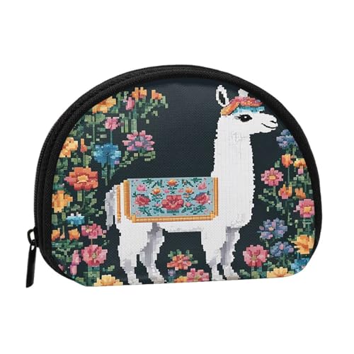 Flower Alpaca Minis Storage Bag Shell Wallet Small Coin Purse with Minis with Zipper Change Purse for Coin Keys You Can Also Store Any Small Objects You Want, Schwarz , Einheitsgröße, Münztasche von XDCYWBZDBC