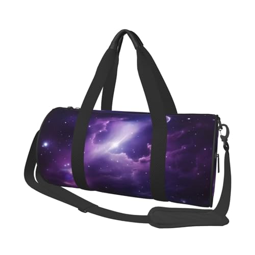 Galaxy Starry Space Purple Starry Large Capacity Travel Bags and Sports Bags Ringshaped Handles at The Top Weekend Handbags and Round Luggage Bags Can Be Used by Both Men and Women, Schwarz , von XDCYWBZDBC
