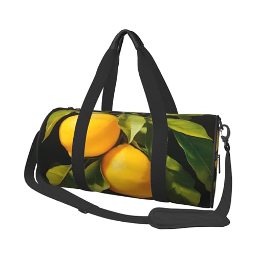 Gelbe Zitrone, große Kapazität, Reisetaschen und Sporttaschen, ringförmige Griffe an der Oberseite, Wochenendhandtaschen und runde Gepäcktaschen, können sowohl von Männern als auch von Frauen von XDCYWBZDBC