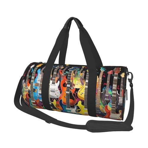 Gitarren große Kapazität Reisetaschen und Sporttaschen Ringförmige Griffe an der Oberseite Wochenendhandtaschen und runde Gepäcktaschen können sowohl von Männern als auch von Frauen verwendet werden, von XDCYWBZDBC