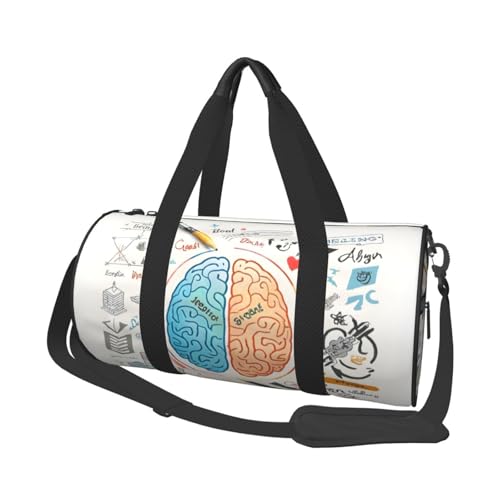 Human Brain Reisetaschen und Sporttaschen mit großem Fassungsvermögen, ringförmige Griffe an der Oberseite, Wochenendhandtaschen und runde Gepäcktaschen, können sowohl von Männern als auch von Frauen von XDCYWBZDBC