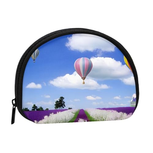 Lavender Hot Air Balloon Minis Storage Bag Shell Wallet Small Coin Purse with Minis with Zipper Change Purse for Coin Keys You Can Also Store Any Small Objects You Want, Schwarz , Einheitsgröße, von XDCYWBZDBC