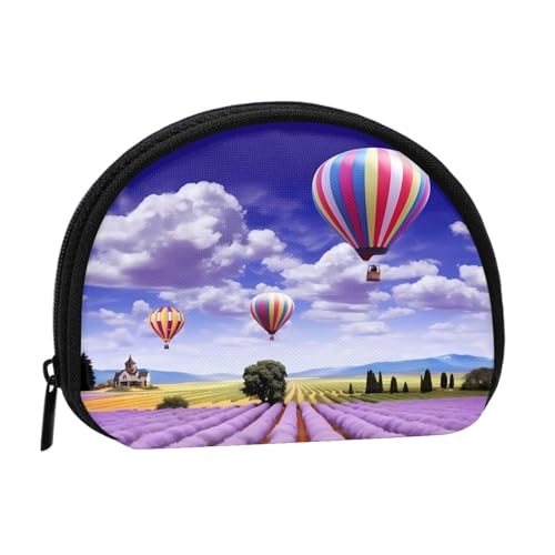 Lavender Hot Air Balloon Minis Storage Bag Shell Wallet Small Coin Purse with Minis with Zipper Change Purse for Coin Keys You Can Also Store Any Small Objects You Want, Schwarz , Einheitsgröße, von XDCYWBZDBC