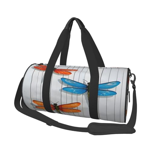 Libellenzaun große Kapazität Reisetaschen und Sporttaschen Ringförmige Griffe an der Oberseite Wochenendhandtaschen und runde Gepäcktaschen können sowohl von Männern als auch von Frauen verwendet von XDCYWBZDBC
