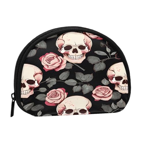 Lila Rose Totenkopf Minis Aufbewahrungstasche Shell Wallet Kleine Münzbörse mit Minis mit Reißverschluss Kleingeldbörse für Münzschlüssel Sie können auch alle kleinen Gegenstände aufbewahren, die Sie von XDCYWBZDBC