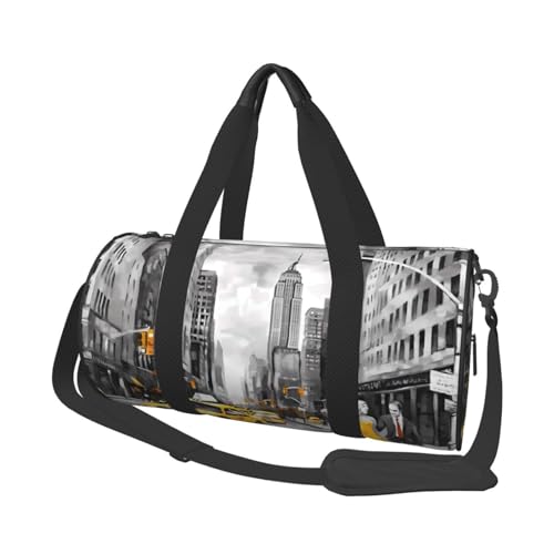 Love from New York Große Kapazität Reisetasche und Sporttaschen Ringförmige Griffe an der Spitze Wochenendhandtaschen und runde Gepäcktaschen können sowohl von Männern als auch von Frauen verwendet von XDCYWBZDBC