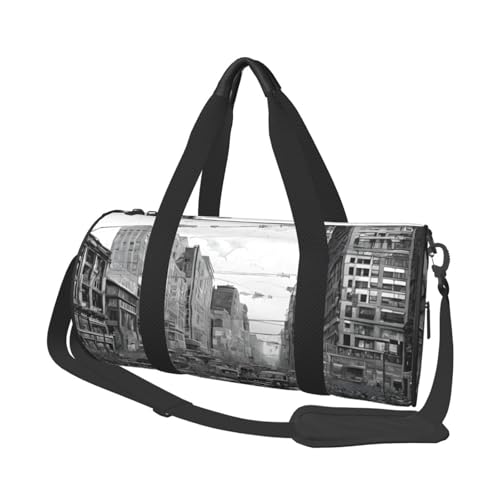 Love from New York Print Große Kapazität Reisetaschen und Sporttaschen Ringförmige Griffe an der Oberseite Wochenendhandtaschen und runde Gepäcktaschen können sowohl von Männern als auch von Frauen von XDCYWBZDBC