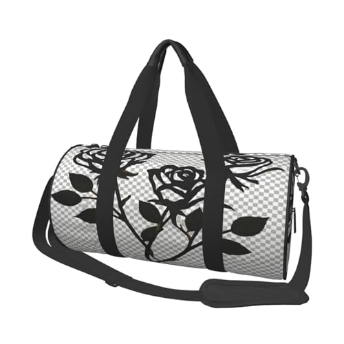 Metal Rose Große Kapazität Reisetaschen und Sporttaschen Ringförmige Griffe an der Oberseite Wochenendhandtaschen und runde Gepäcktaschen können sowohl von Männern als auch von Frauen verwendet von XDCYWBZDBC
