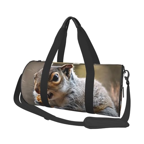 Niedliche Eichhörnchen-Reisetaschen und Sporttaschen, ringförmige Griffe an der Oberseite, Wochenendhandtaschen und runde Gepäcktaschen, können sowohl von Männern als auch von Frauen verwendet werden, von XDCYWBZDBC