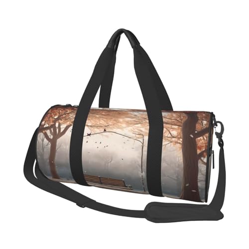 Now Falling in The Park Große Kapazität Reisetaschen und Sporttaschen Ringförmige Griffe an der Oberseite Wochenendhandtaschen und runde Gepäcktaschen können sowohl von Männern als auch von Frauen von XDCYWBZDBC