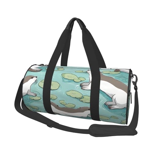 Otters Print große Kapazität Reisetaschen und Sporttaschen Ringförmige Griffe an der Oberseite Wochenendhandtaschen und runde Gepäcktaschen können sowohl von Männern als auch von Frauen verwendet von XDCYWBZDBC