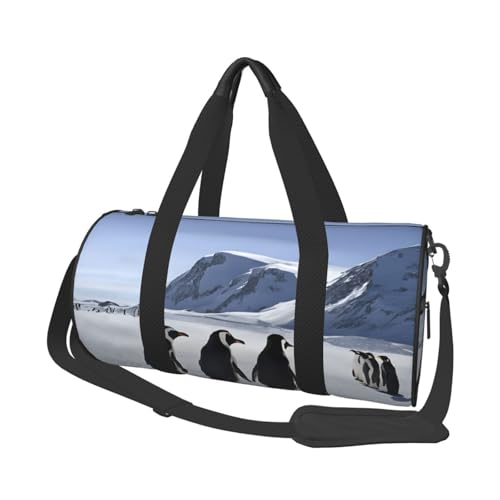Penguins On The Iceberg Reisetaschen und Sporttaschen, Ringförmige Griffe an der Oberseite, Wochenendhandtaschen und runde Gepäcktaschen, können sowohl von Männern als auch von Frauen verwendet von XDCYWBZDBC