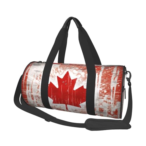 Reisetaschen und Sporttaschen mit Kanada-Flagge, ringförmige Griffe an der Oberseite, Wochenendhandtaschen und runde Gepäcktaschen, können sowohl von Männern als auch von Frauen verwendet werden, von XDCYWBZDBC