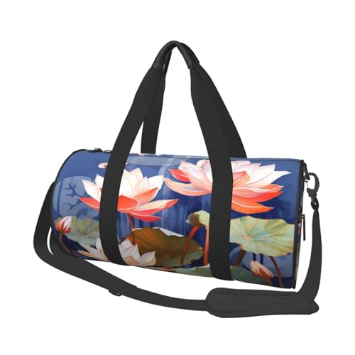 Reisetaschen und Sporttaschen mit botanischem Blumenmuster, Ringförmige Griffe an der Oberseite, Wochenendhandtaschen und runde Gepäcktaschen, können sowohl von Männern als auch von Frauen verwendet von XDCYWBZDBC