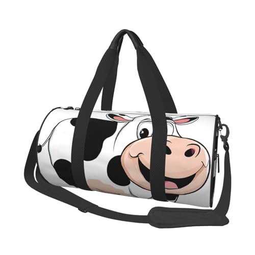 Reisetaschen und Sporttaschen mit niedlichem Kuh-Druck, ringförmige Griffe an der Oberseite, Wochenendhandtaschen und runde Gepäcktaschen, können sowohl von Männern als auch von Frauen verwendet Reisetaschen und Sporttaschen mit niedlichem Kuh-Druck, ringförmige Griffe an der Oberseite, Wochenendhandtaschen und runde Gepäcktaschen, können sowohl von Männern als auch von Frauen verwendet von XDCYWBZDBC