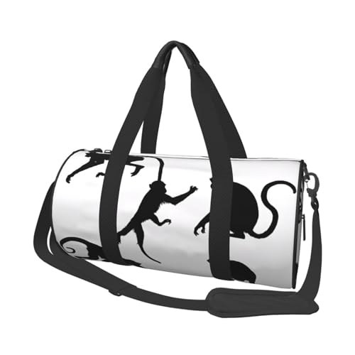 Schwarze Gibbon Monkey große Kapazität Reisetasche und Sporttaschen Ringförmige Griffe an der Oberseite Wochenendhandtaschen und runde Gepäcktaschen können sowohl von Männern als auch von Frauen von XDCYWBZDBC