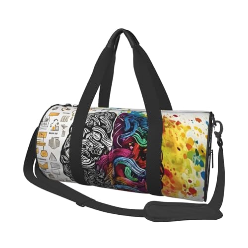 Vorteile für die linke und rechte Gehirnhälfte mit großer Kapazität, ringförmige Griffe an der Oberseite, Wochenendhandtaschen und runde Gepäcktaschen, können sowohl von Männern als auch von Frauen von XDCYWBZDBC