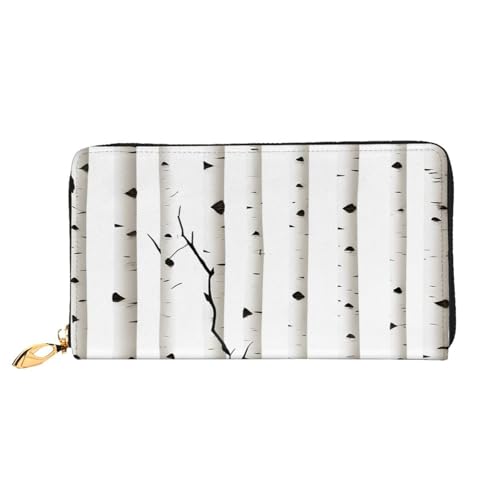 XDCYWBZDBC Birke Tree Leder Lange Reißverschluss Handgeldbörse Große Kapazitäten Damen Geldbörse mit mehreren Taschen Multifunktionale Brieftasche Fit Kreditkarte, Bargeld, Münze, 3D, Einheitsgröße, von XDCYWBZDBC
