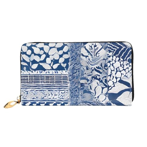 XDCYWBZDBC Blaue Polynesische Maori-Stammes-Muster Damen lange Geldbörsen Reisebrieftaschen Kreditkartenhalter große Kapazität Reißverschluss Visitenkartenhalter Mode Notizblock, Schwarz , von XDCYWBZDBC