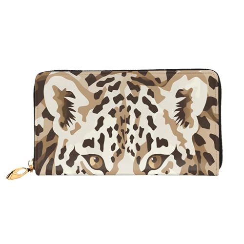 XDCYWBZDBC Braunes Muster Leopard Leder Lange Reißverschluss Handgeldbörse Große Kapazitäten Damen Geldbörse mit mehreren Taschen Multifunktionale Brieftasche Fit Kreditkarte, Bargeld, Münze, 3D, von XDCYWBZDBC