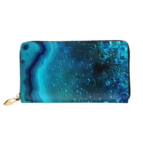 XDCYWBZDBC Bright Aqua Blue Turquoise Leather Long Zipper Hand Purse Large Capacities Women's Wallet with Multiple Pockets Multifunctional Wallet Fit Credit Card, Cash, Coin, 3D, Einheitsgröße, Casual von XDCYWBZDBC