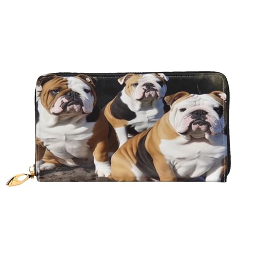 XDCYWBZDBC Englische Bulldoggen Damen lange Geldbörsen Reisebrieftaschen Kreditkartenhalter große Kapazität Reißverschluss Geldbörsen Visitenkartenhalter Mode Notizzettel, Schwarz , Einheitsgröße, von XDCYWBZDBC