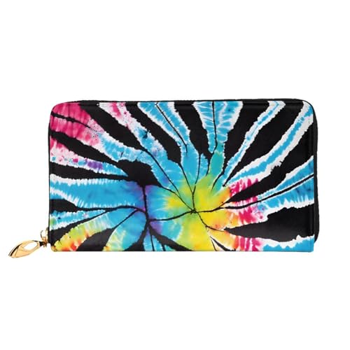 XDCYWBZDBC Exotic Tribe Tie Dye Stil Leder Lange Reißverschluss Handgeldbörse Große Kapazitäten Damen Geldbörse mit mehreren Taschen Multifunktionale Brieftasche Fit Kreditkarte, Bargeld, Münze, 3D, von XDCYWBZDBC