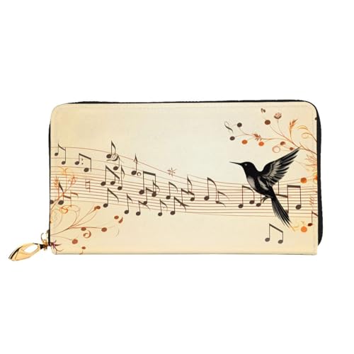 XDCYWBZDBC Flying Bird Musiknoten Damen Lange Geldbörsen Reisebrieftaschen Kreditkartenhalter Große Kapazität Reißverschluss Geldbörsen Visitenkartenhalter Mode Notizblock, Schwarz , Einheitsgröße, von XDCYWBZDBC