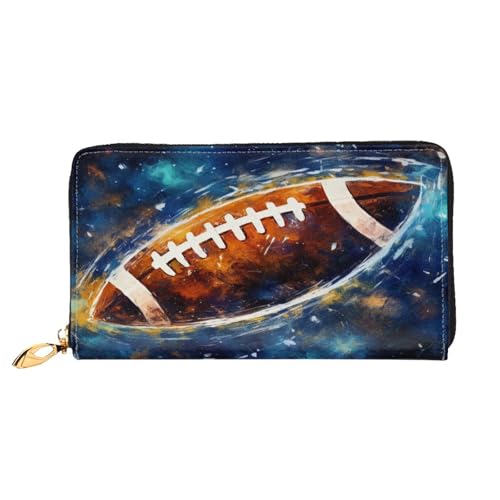 XDCYWBZDBC Galaxy Space Fußball Damen Lange Geldbörsen Reisebrieftaschen Kreditkartenhalter Große Kapazität Reißverschluss Geldbörsen Visitenkartenhalter Mode Notizblock, Schwarz , Einheitsgröße, von XDCYWBZDBC