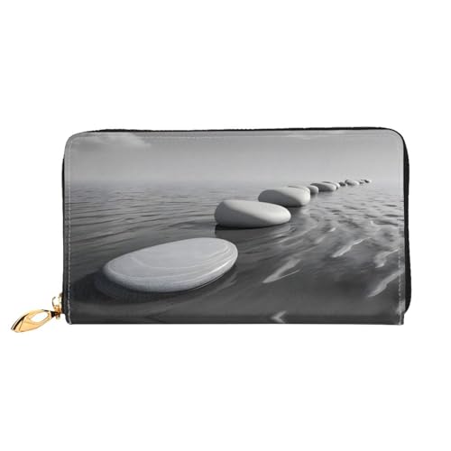 XDCYWBZDBC Graue Zen Steine Bild Damen Lange Geldbörsen Reisebrieftaschen Kreditkartenhalter Große Kapazität Reißverschluss Geldbörsen Visitenkartenhalter Mode Notizzettel, Schwarz , Einheitsgröße, von XDCYWBZDBC