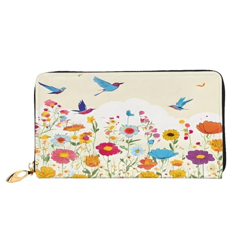 XDCYWBZDBC Hen Flying Butterflies Among Flowers Damen Lange Geldbörsen Reisebrieftaschen Kreditkartenhalter Große Kapazität Reißverschluss Geldbörsen Visitenkartenhalter Mode Notizzettel, Schwarz , von XDCYWBZDBC