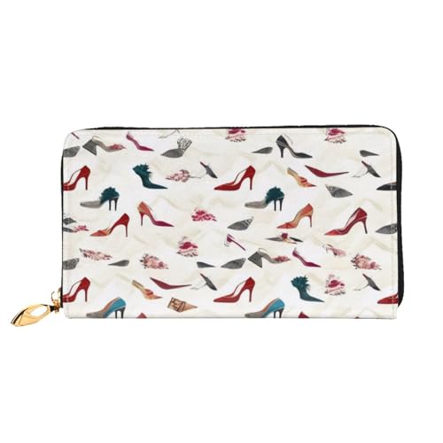 XDCYWBZDBC High Heel Schuhe Damen Lange Geldbörsen Reisebrieftaschen Kreditkartenhalter Große Kapazität Reißverschluss Geldbörsen Visitenkartenhalter Mode Notizzettel, Schwarz , Einheitsgröße, Casual von XDCYWBZDBC