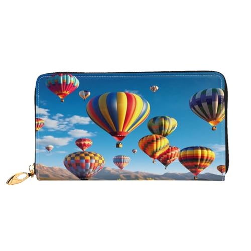 XDCYWBZDBC Hot Air Balloons Damen Lange Geldbörsen Reisebrieftaschen Kreditkartenhalter Große Kapazität Reißverschluss Geldbörsen Visitenkartenhalter Mode Notizzettel, Schwarz , Einheitsgröße, Casual von XDCYWBZDBC