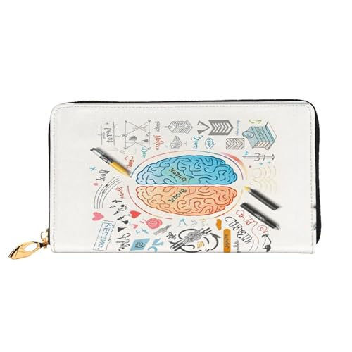 XDCYWBZDBC Human Brain Leather Long Zipper Hand Purse Large Capacities Women's Wallet with Multiple Pockets Multifunctional Wallet Fit Credit Card, Cash, Coin, 3D, Einheitsgröße, Casual von XDCYWBZDBC