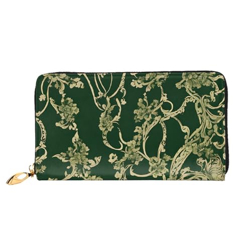 XDCYWBZDBC Hunter Green Floral Petals Pattern Leather Long Zipper Hand Purse Large Capacities Women's Wallet with Multiple Pockets Multifunctional Wallet Fit Credit Card, Cash, Coin, 3D, von XDCYWBZDBC