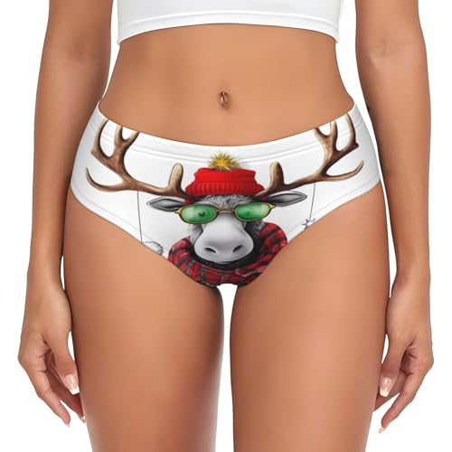 XDCYWBZDBC Lustiger Weihnachtsslip für Damen, rutschfest, Hipster-Unterwäsche, hochelastisch, weich, klassische Unterwäsche, geeignet für Erwachsene und Damen, das ganze Jahr über zu tragen., Schwarz von XDCYWBZDBC