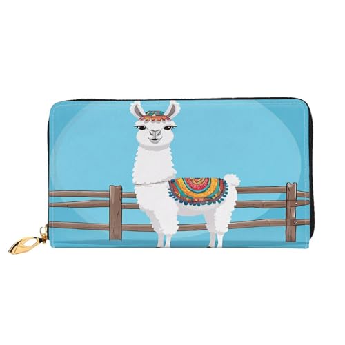 XDCYWBZDBC Niedliche Alpakas Damen lange Geldbörsen Reisebrieftaschen Kreditkartenhalter große Kapazität Reißverschluss Geldbörsen Visitenkartenhalter Mode Notizzettel, Schwarz , Einheitsgröße, Casual von XDCYWBZDBC
