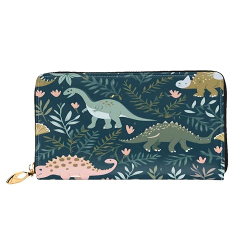 XDCYWBZDBC Niedliche Dinosaurier-Damengeldbörse, lange Brieftasche, Reisebrieftasche, Kreditkartenhalter, große Kapazität, Reißverschluss, Visitenkartenhalter, modische Notizmappe, Schwarz , von XDCYWBZDBC