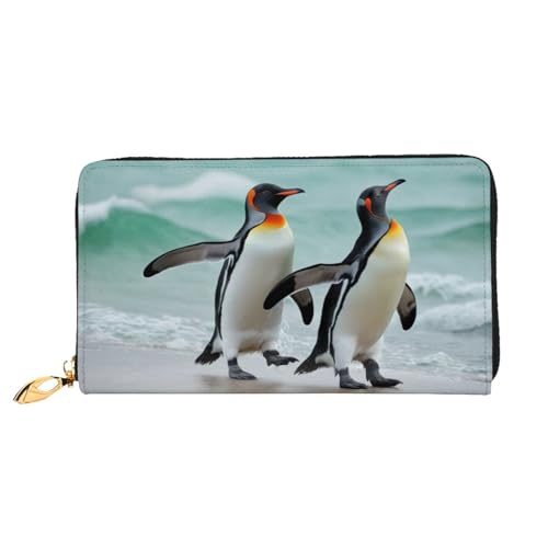 XDCYWBZDBC Niedliche Pinguin-Leder-Geldbörse mit langem Reißverschluss, große Kapazität, Damengeldbörse mit mehreren Taschen, multifunktionale Geldbörse, passend für Kreditkarte, Bargeld, Münze, 3D, von XDCYWBZDBC