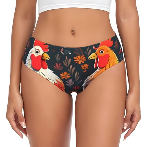 XDCYWBZDBC Niedlicher Hahn-Huhn-Damen-Slip, rutschfeste Unterwäsche, Hipster-Unterwäsche, hochelastisch, weich, klassische Unterwäsche, geeignet für erwachsene Damen, das ganze Jahr über zu tragen., von XDCYWBZDBC