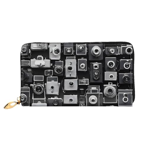 XDCYWBZDBC Retro Cool Camera Collection Damen Lange Geldbörsen Reisebrieftaschen Kreditkartenhalter Große Kapazität Reißverschluss Geldbörsen Visitenkartenhalter Mode Notizblock, Schwarz , von XDCYWBZDBC