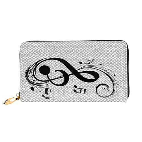 XDCYWBZDBC Schwarze Ledergeldbörse Damen Musiknoten lang Reißverschluss große Kapazität Damen Geldbörse mit mehreren Taschen Multifunktionale Geldbörse Kreditkartenetui, 3D, Taglia Unica, Casual von XDCYWBZDBC