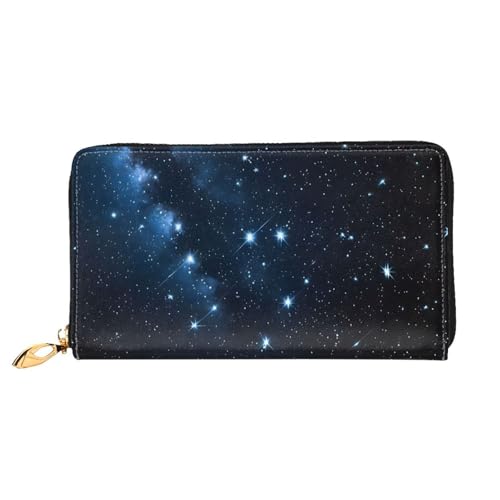 XDCYWBZDBC Starry Night Deep Outer Space Damen Lange Geldbörsen Reisebrieftaschen Kreditkartenhalter Große Kapazität Reißverschluss Geldbörsen Visitenkartenhalter Mode Notizblock, Schwarz , von XDCYWBZDBC