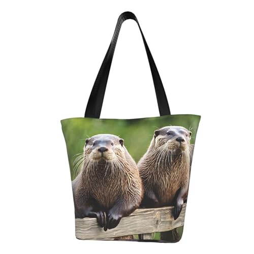 XDCYWBZDBC Süße Otter-Handtasche mit Reißverschluss, Umhängetasche, Freizeit, Kuriertasche, Strandtasche, wiederverwendbar, Einkaufstasche, faltbar, Polyester, geeignet für den täglichen Gebrauch, XDCYWBZDBC Süße Otter-Handtasche mit Reißverschluss, Umhängetasche, Freizeit, Kuriertasche, Strandtasche, wiederverwendbar, Einkaufstasche, faltbar, Polyester, geeignet für den täglichen Gebrauch, von XDCYWBZDBC