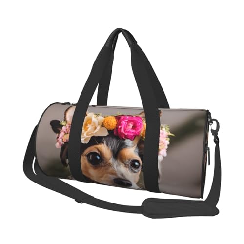 Yorkie Floral große Kapazität Reisetasche und Sporttaschen Ringförmige Griffe an der Oberseite Wochenendhandtaschen und runde Gepäcktaschen können sowohl von Männern als auch Frauen verwendet werden, von XDCYWBZDBC