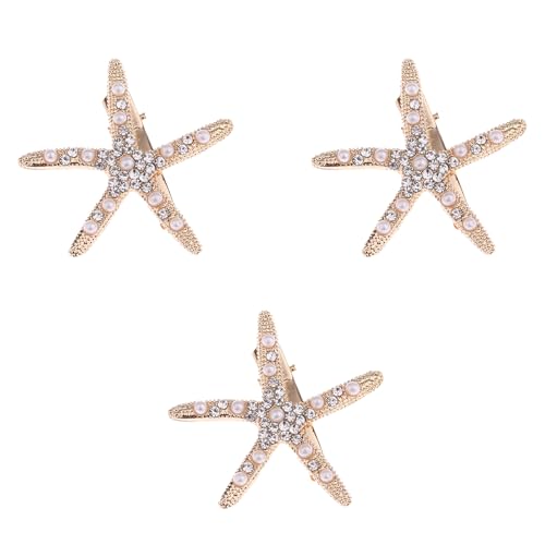3 Stück Seestern Haarspange Seestern Haarschmuck Haare Dekoratives Zubehör Seestern Spange für Damen und Mädchen Hochzeit, Bankett, Party von XDGBGFN
