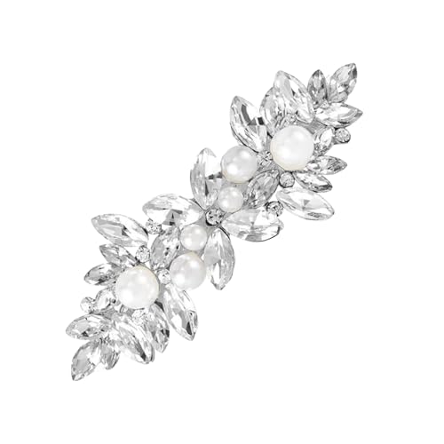 Haarspange Hochzeit Glitzer Haarspangen Silber Strass Haarspange Perlen Haarschmuck Glitzer Kristall Kopfspangen für Frauen Braut Riten Feierlichkeiten von XDGBGFN