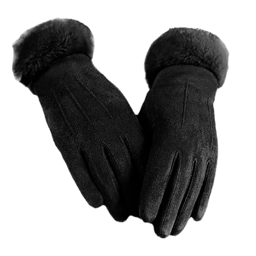 Handschuhe Damen Touchscreen Strickhandschuhe Handschuhe Damen Winter Warme mit Thermo Fleecefutter Verdickt Warme Winddicht für Frauen und Mädchen Aktivitäten im Freien Geschenk ﻿ ﻿ (Schwarz) von XDGBGFN
