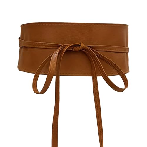 XDGBGFN Bindegürtel Damen Mittelalter Brauner Breit Gürtel Taillengürtel Band Wickelgürtel für Kleid (Braun) von XDGBGFN