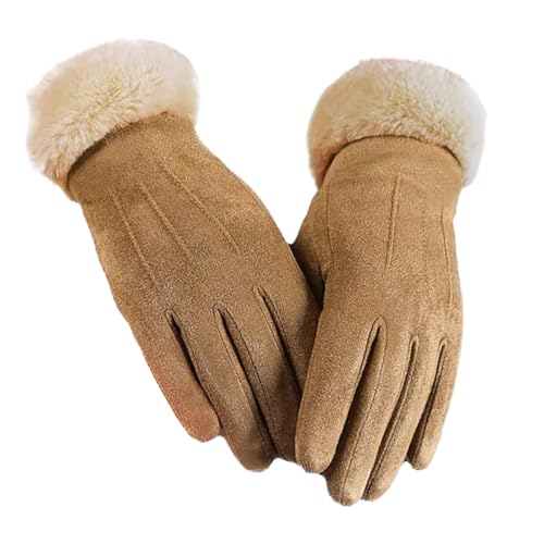 XDGBGFN Handschuhe Damen Touchscreen Strickhandschuhe Handschuhe Damen Winter Warme mit Thermo Fleecefutter Verdickt Warme Winddicht für Frauen und Mädchen Aktivitäten im Freien Geschenk ﻿ ﻿ (Khaki) von XDGBGFN